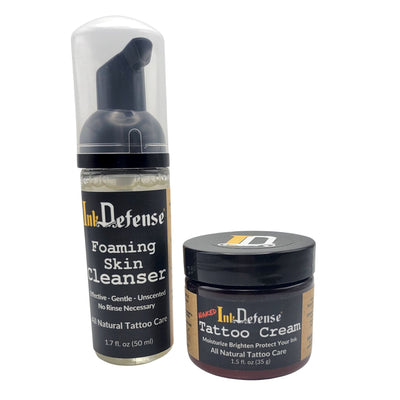 The Basics Bundle for tattoo aftercare - tattoo cream natural and foaming skin cleanser - Ink Defense